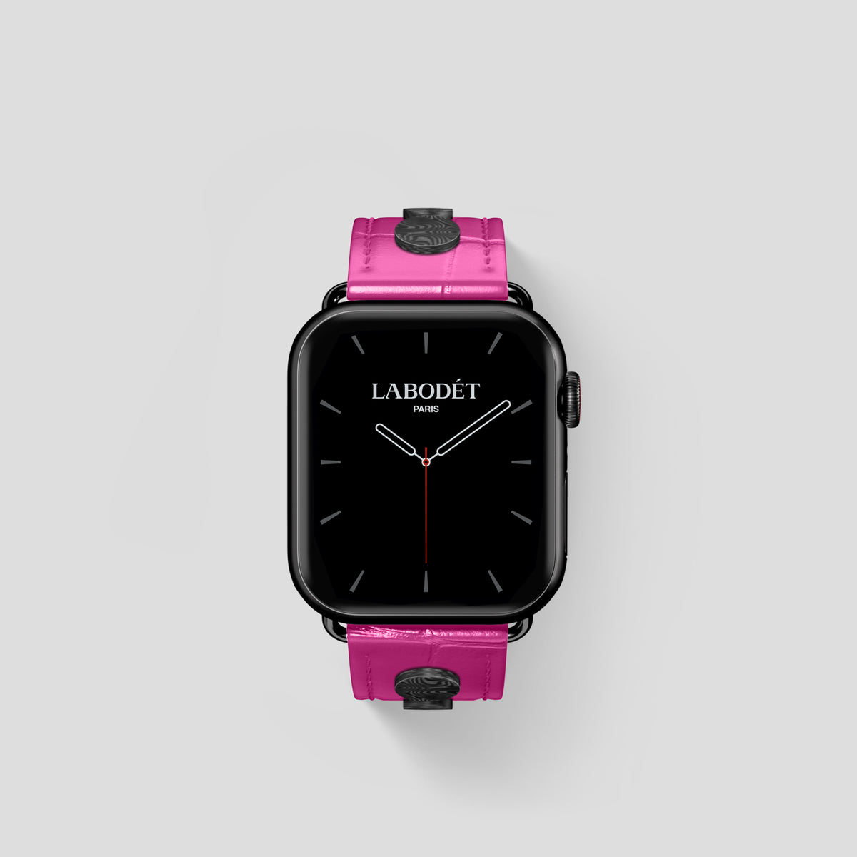 Fuchsia Classic Strap For Apple Watch 42mm In Alligator with Black Metal -2 | Fuchsia-Black