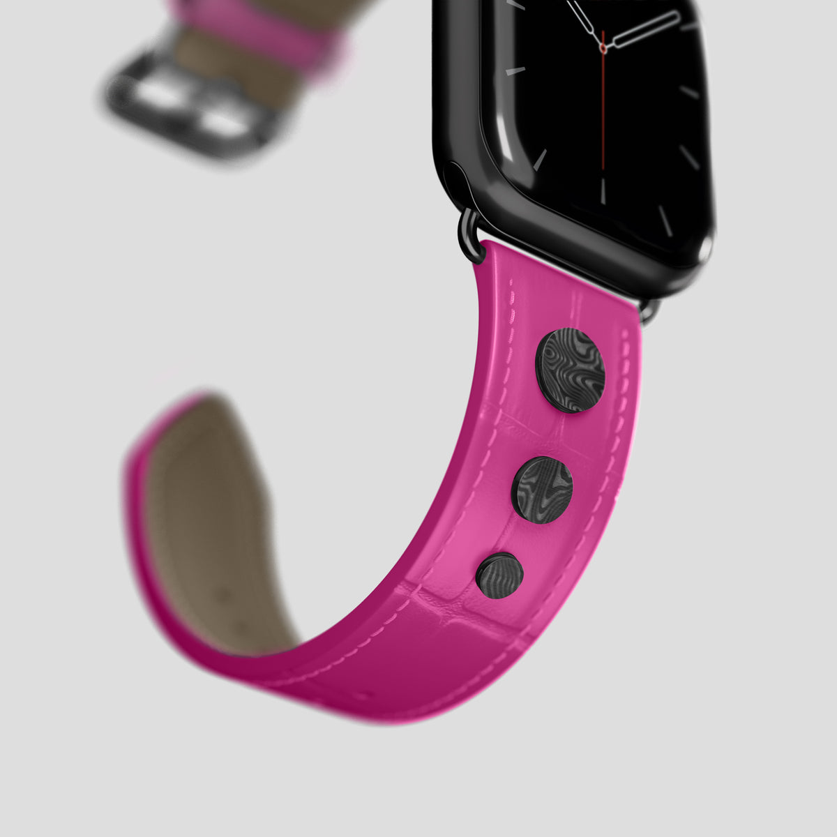 Fuchsia Classic Strap For Apple Watch 42mm In Alligator with Black Metal -4 | Fuchsia-Black