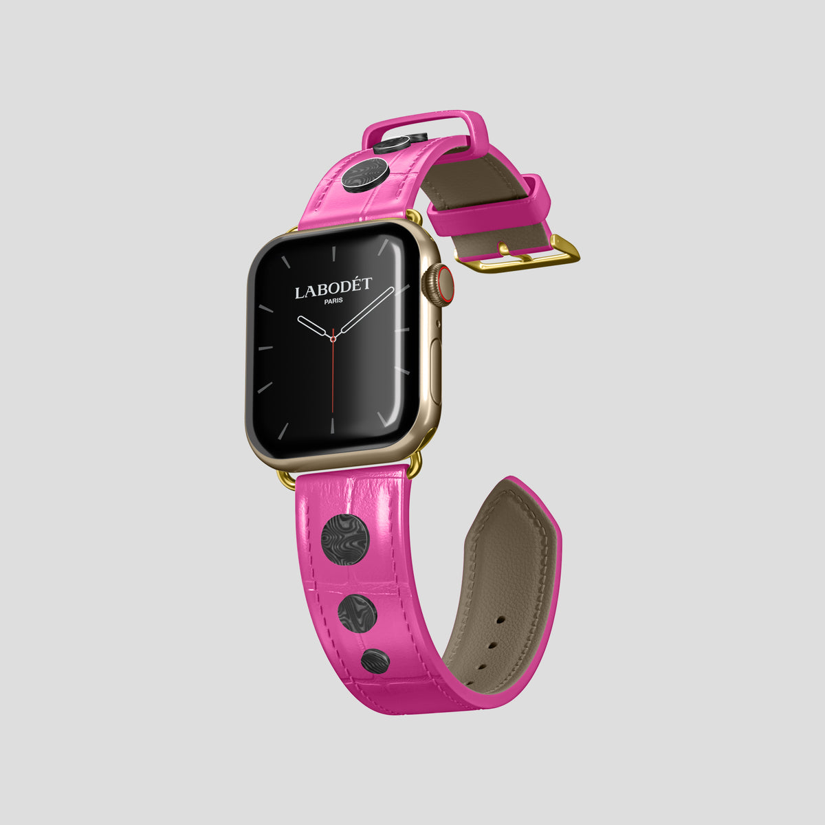 Fuchsia Classic Strap For Apple Watch 42mm In Alligator with Gold Metal -1 | Fuchsia-Gold