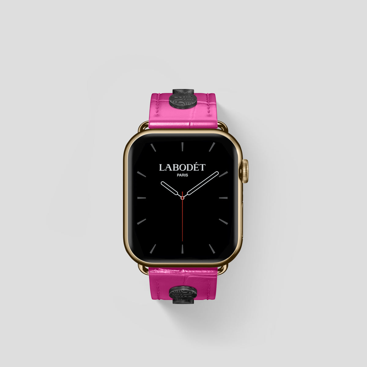 Fuchsia Classic Strap For Apple Watch 42mm In Alligator with Gold Metal -2 | Fuchsia-Gold