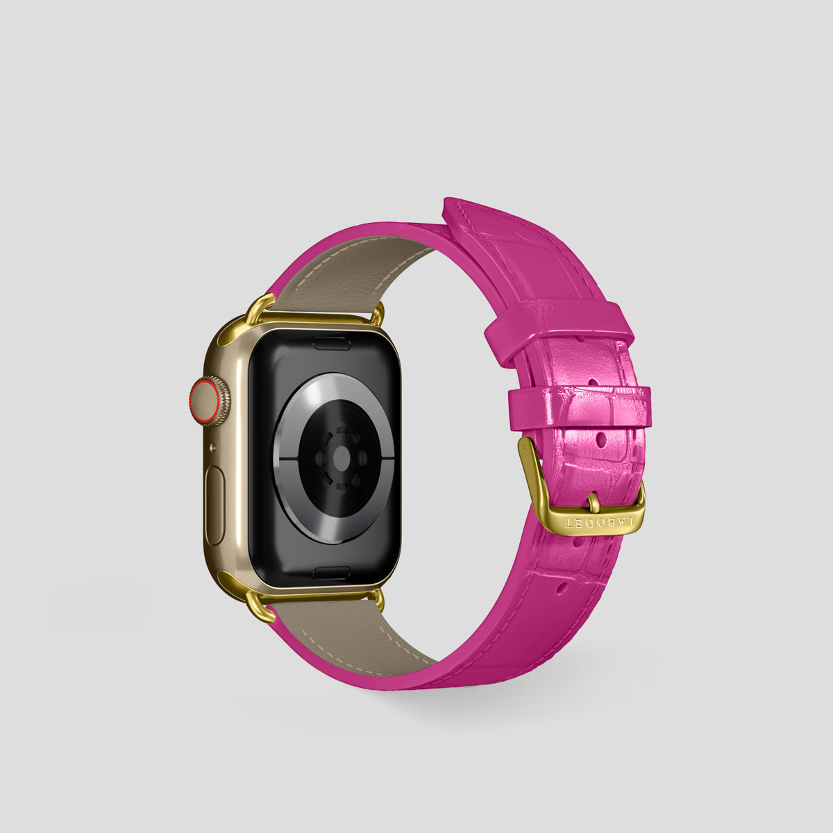 Fuchsia Classic Strap For Apple Watch 42mm In Alligator with Gold Metal -3 | Fuchsia-Gold