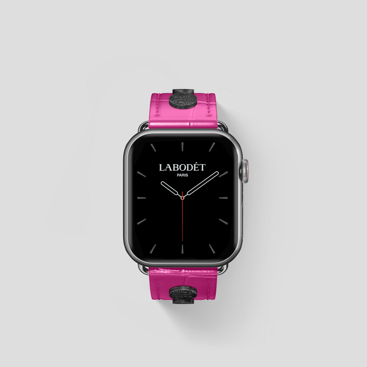 Fuchsia Classic Strap For Apple Watch 42mm In Alligator with Steel Metal -2 | Fuchsia-Steel