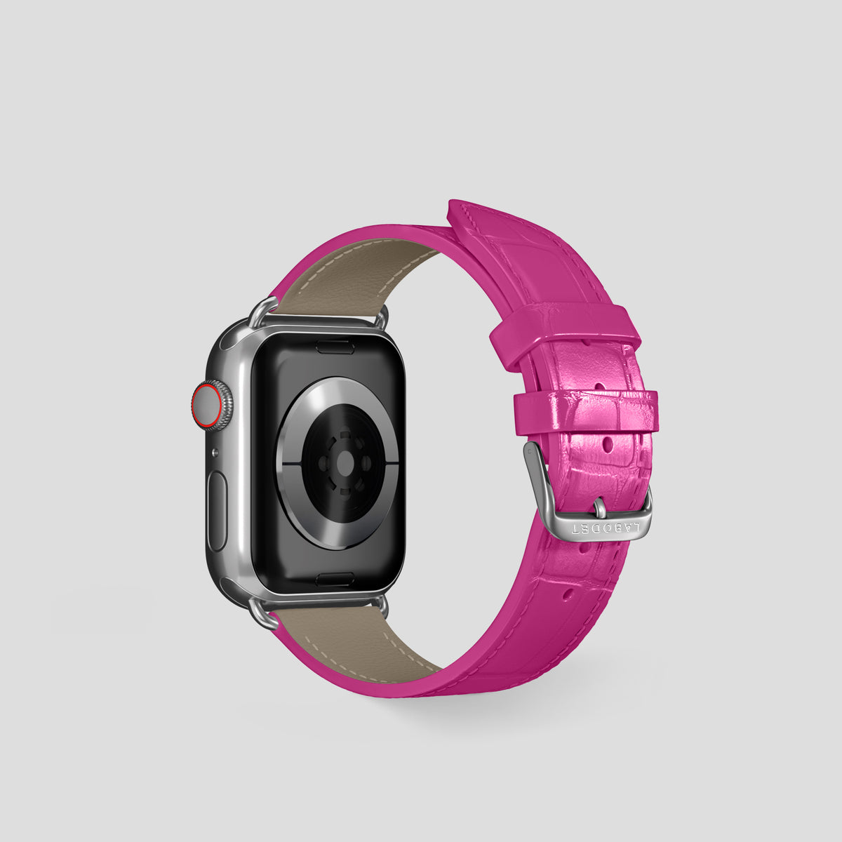 Fuchsia Classic Strap For Apple Watch 42mm In Alligator with Steel Metal -3 | Fuchsia-Steel