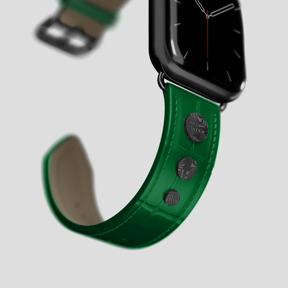Forest-Green Classic Strap For Apple Watch 42mm In Alligator with Black Metal -4 | Forest-Green-Black