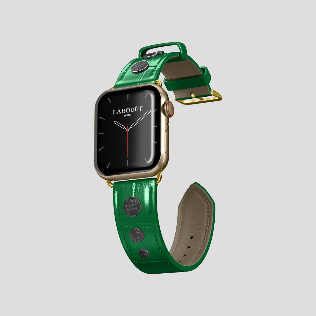 Forest-Green Classic Strap For Apple Watch 42mm In Alligator with Gold Metal -1 | Forest-Green-Gold