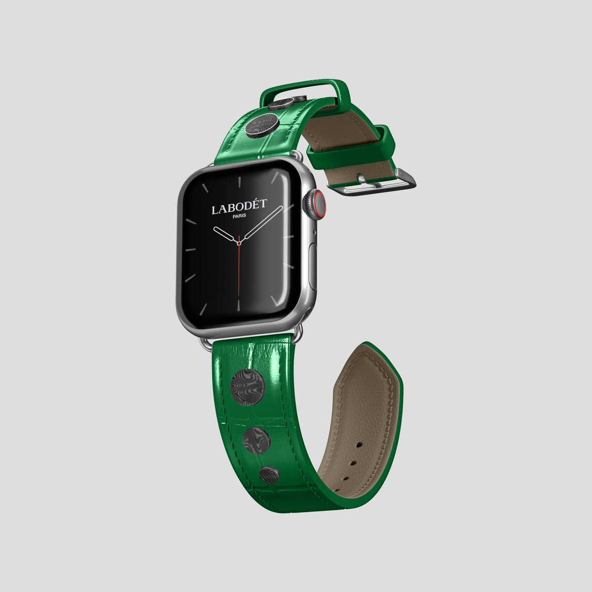 Forest-Green Classic Strap For Apple Watch 42mm In Alligator with Steel Metal -1 | Forest-Green-Steel