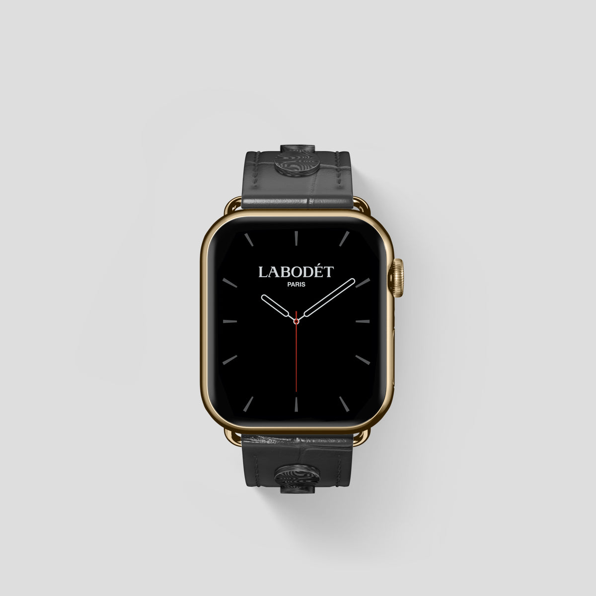 Grey Classic Strap For Apple Watch 42mm In Alligator with Gold Metal -2 | Grey-Gold