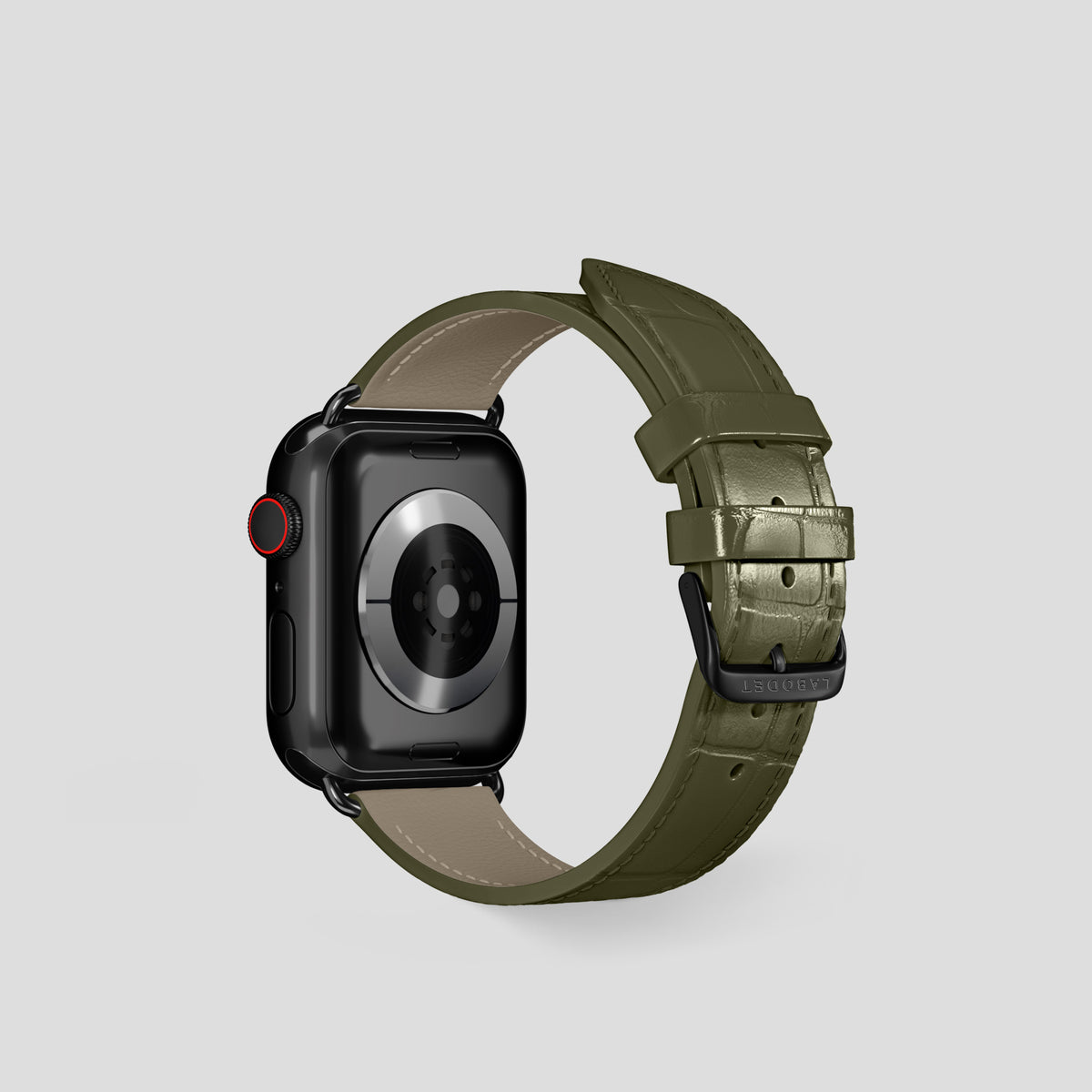 Kaki-Green Classic Strap For Apple Watch 42mm In Alligator with Black Metal -3 | Kaki-Green-Black