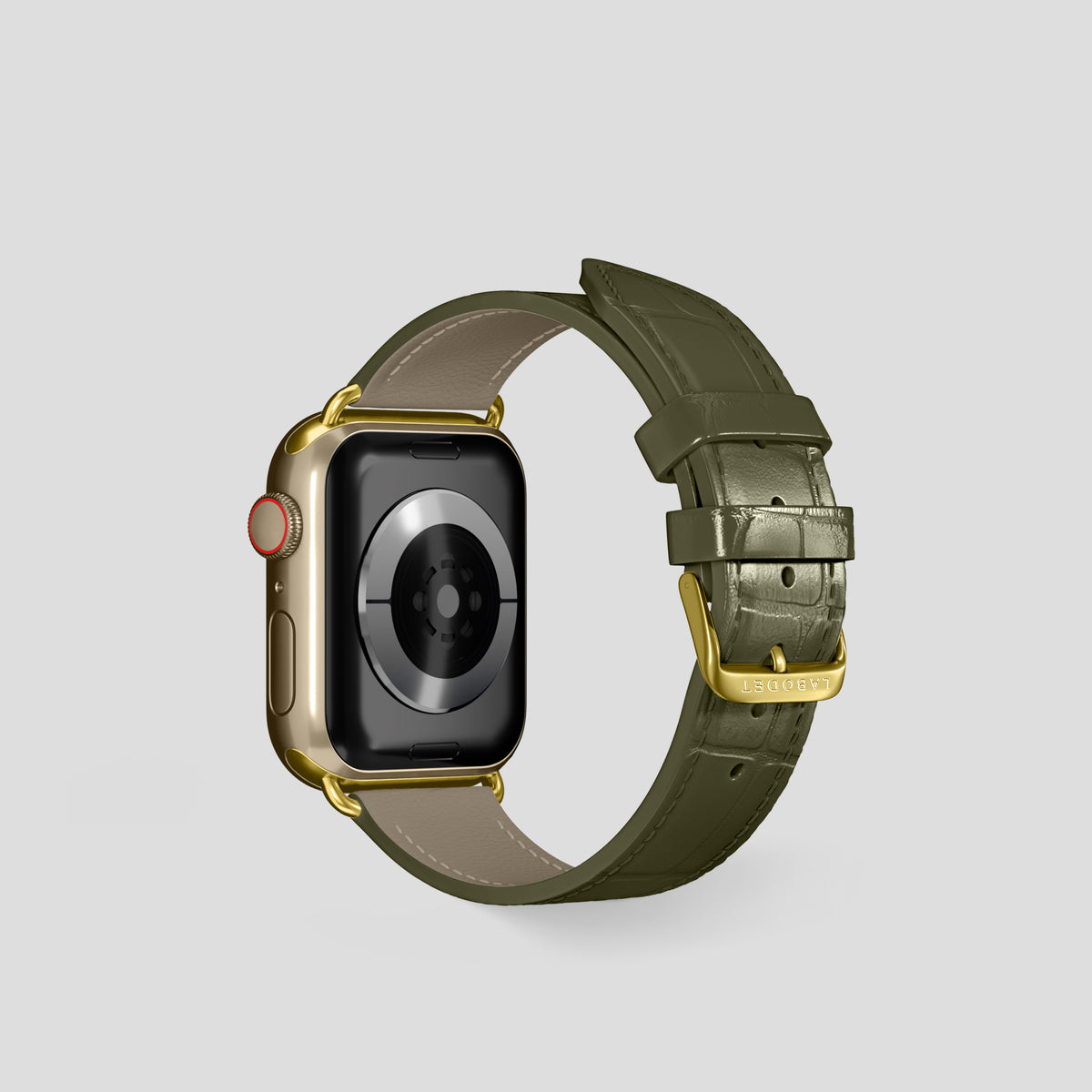 Kaki-Green Classic Strap For Apple Watch 42mm In Alligator with Gold Metal -3 | Kaki-Green-Gold