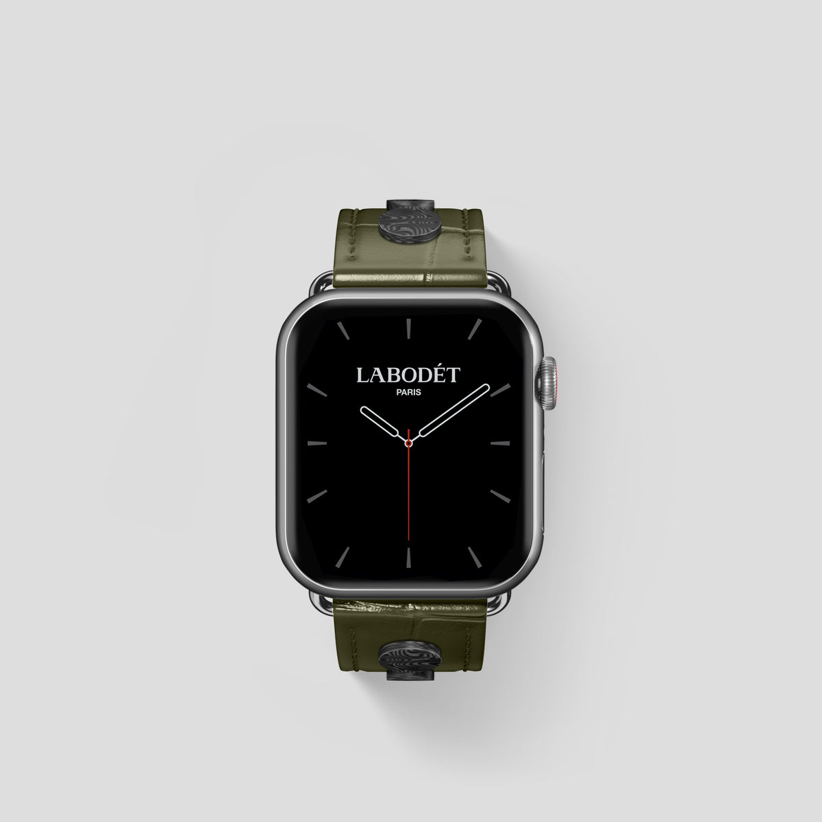 Kaki-Green Classic Strap For Apple Watch 42mm In Alligator with Steel Metal -2 | Kaki-Green-Steel