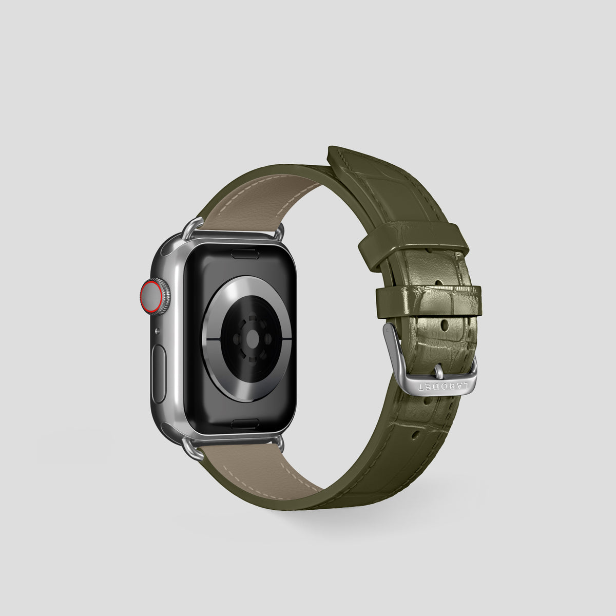 Kaki-Green Classic Strap For Apple Watch 42mm In Alligator with Steel Metal -3 | Kaki-Green-Steel