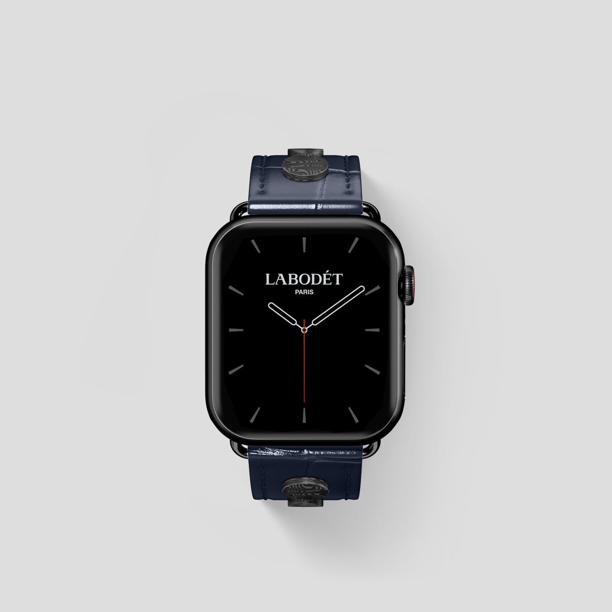 Navy Blue Classic Strap For Apple Watch 42mm In Alligator with Black Metal -2 | Navy-Blue-Black
