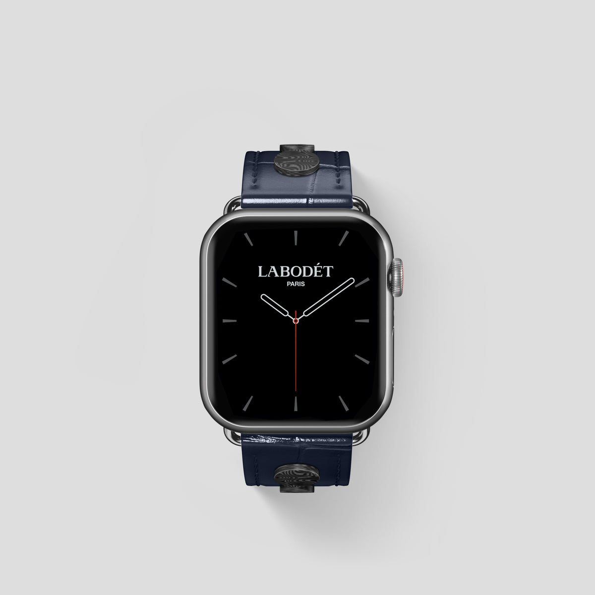 Navy Blue Classic Strap For Apple Watch 42mm In Alligator with Steel Metal -2 | Navy-Blue-Steel