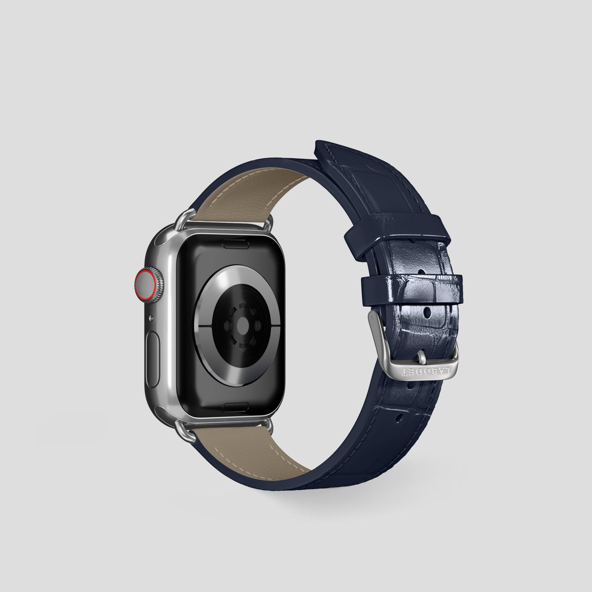 Navy Blue Classic Strap For Apple Watch 42mm In Alligator with Steel Metal -3 | Navy-Blue-Steel