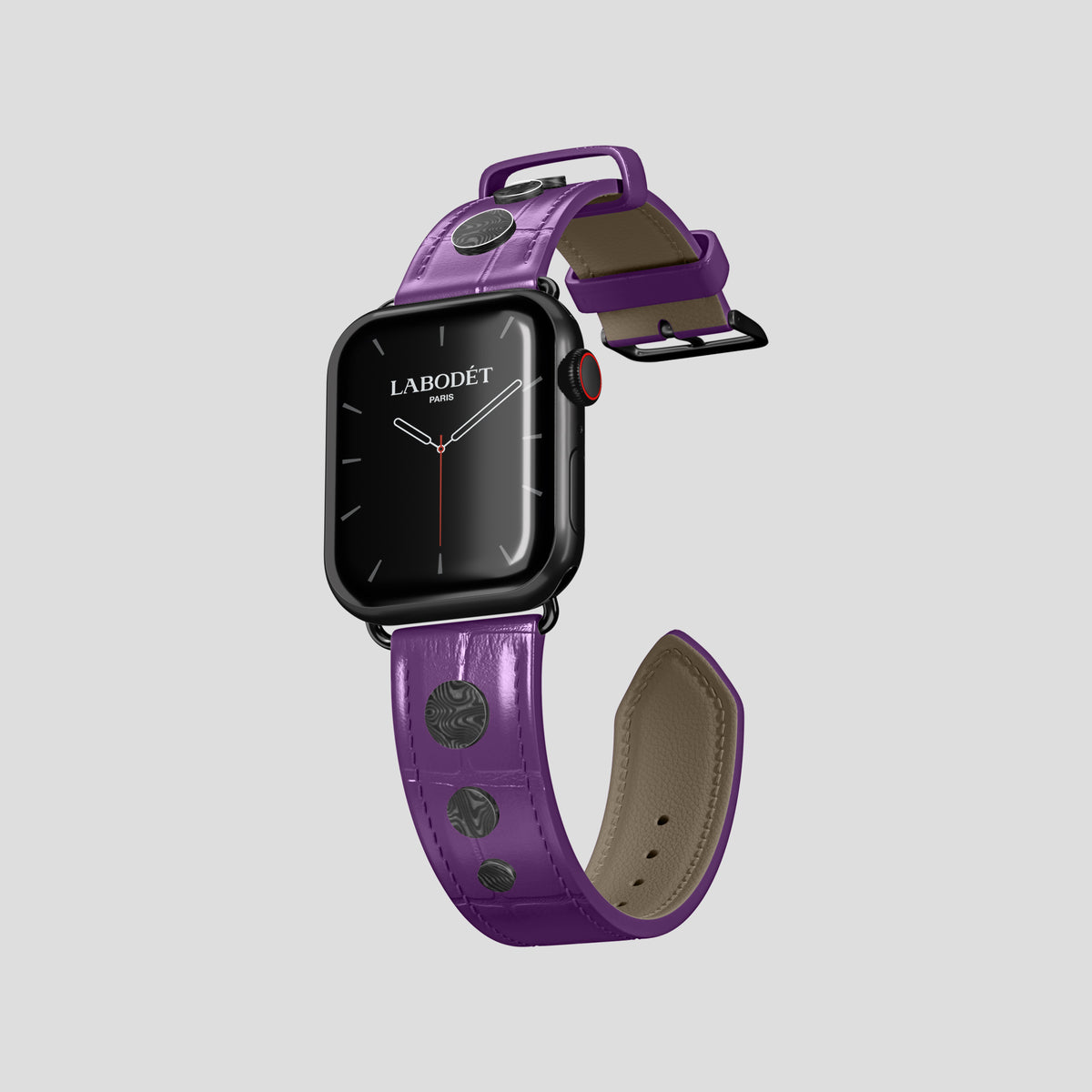 Purple Classic Strap For Apple Watch 42mm In Alligator with Black Metal -1 | Purple-Black