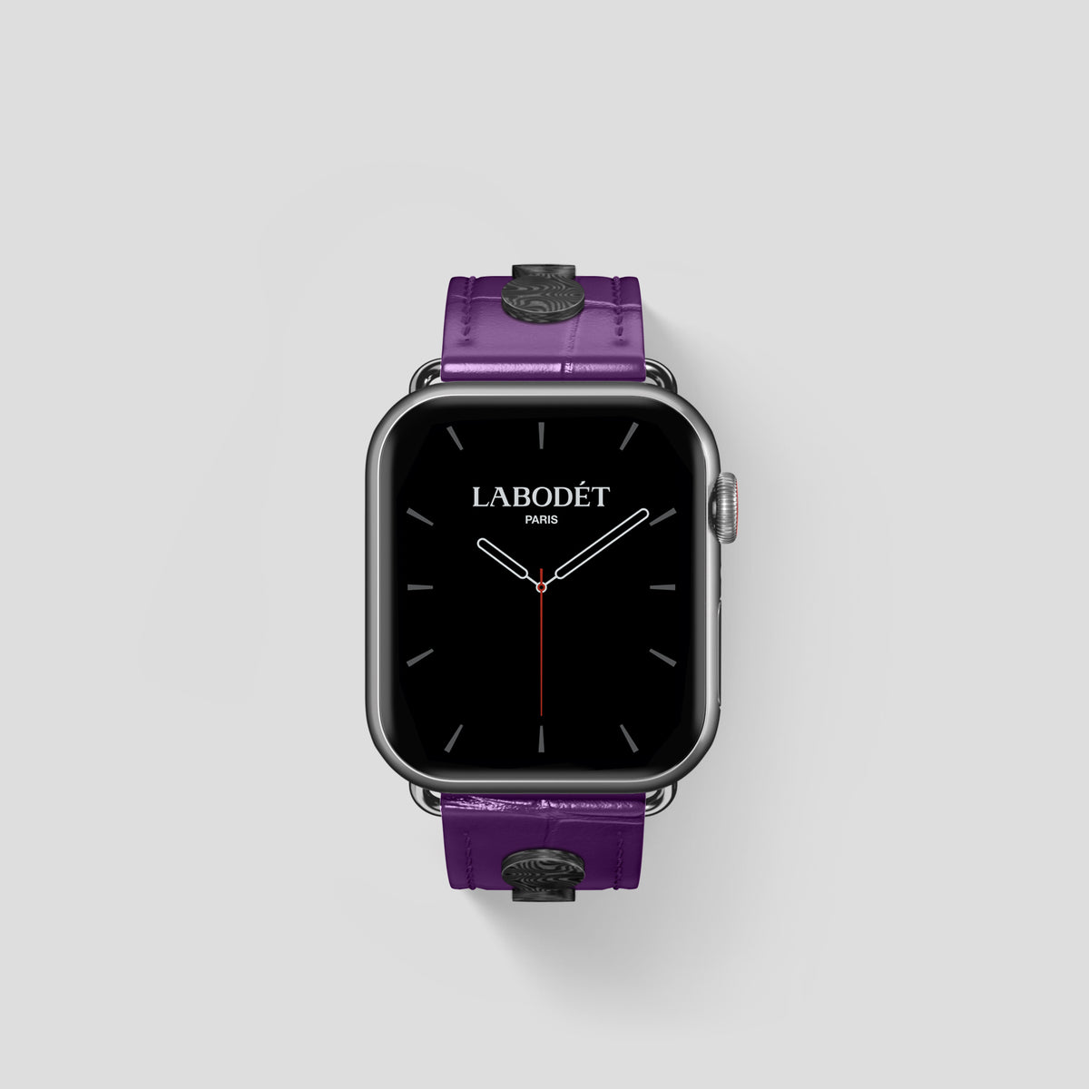 Purple Classic Strap For Apple Watch 42mm In Alligator with Steel Metal -2 | Purple-Steel