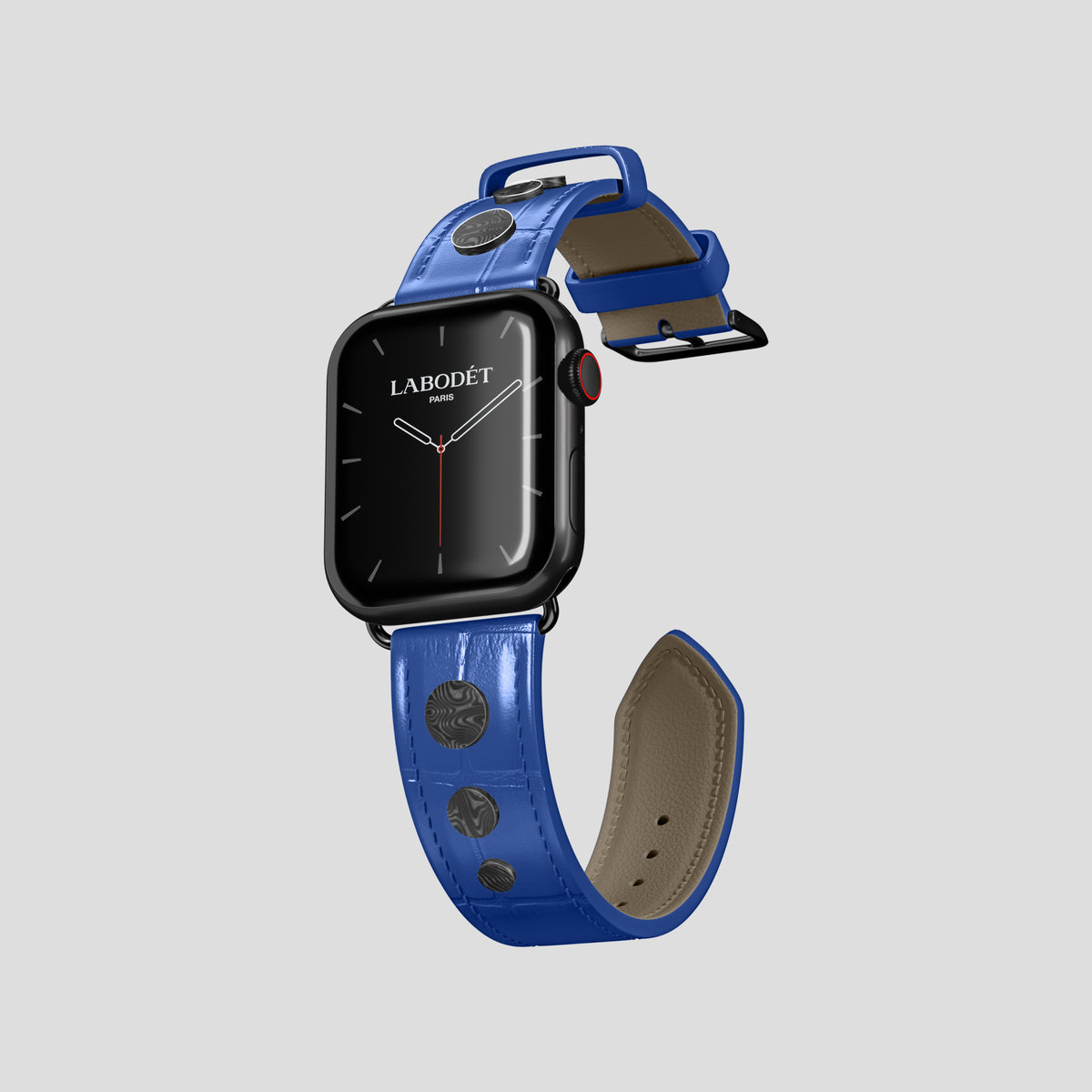 Royal Blue Classic Strap For Apple Watch 42mm In Alligator with Black Metal -1 | Royal-Blue-Black