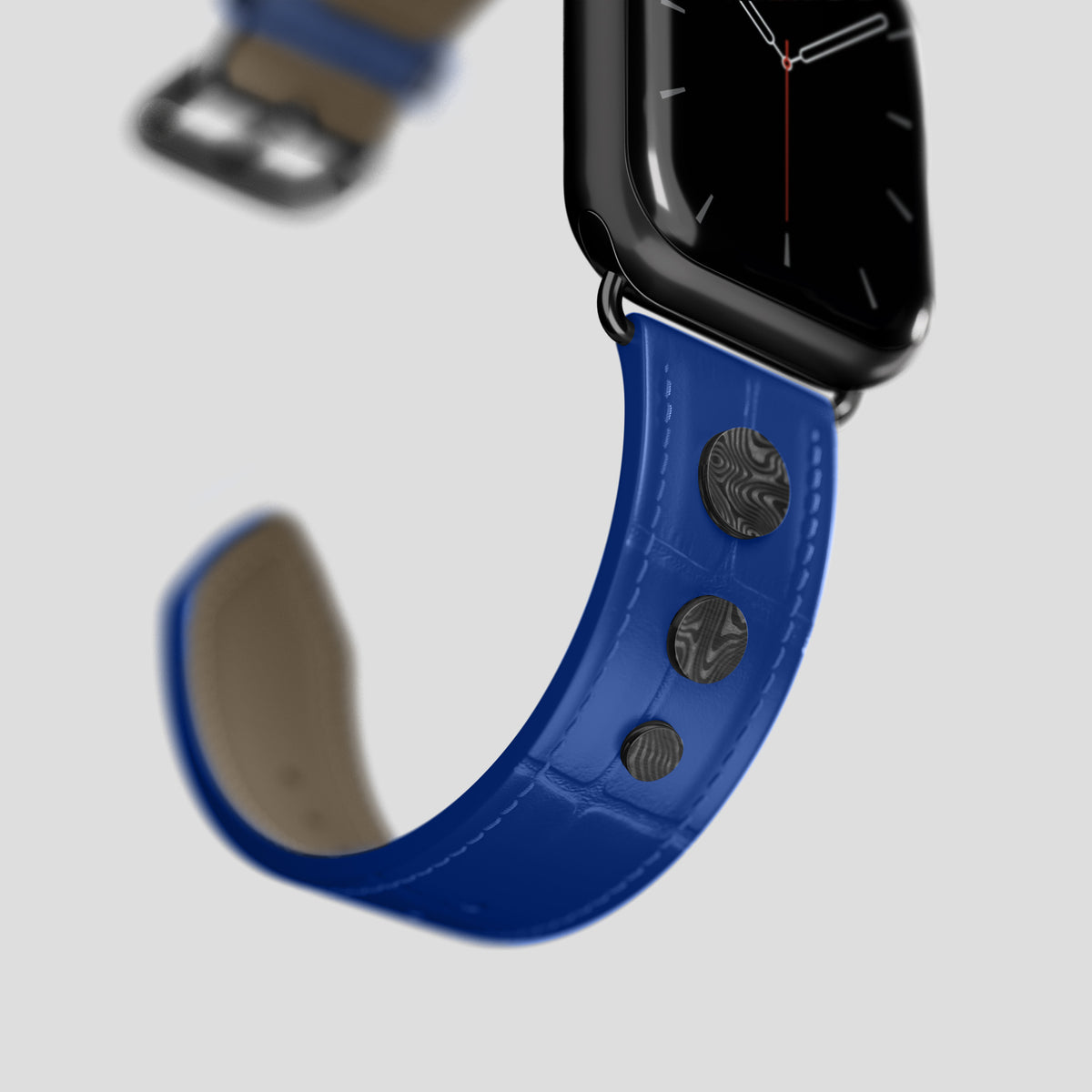 Royal Blue Classic Strap For Apple Watch 42mm In Alligator with Black Metal -4 | Royal-Blue-Black