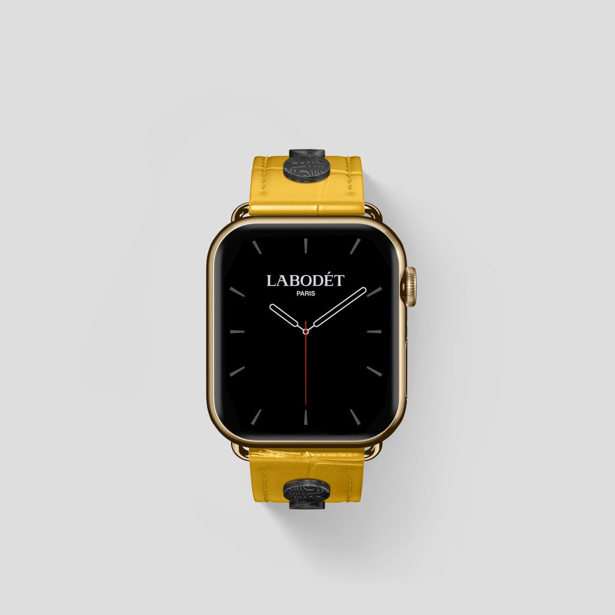 Yellow Classic Strap For Apple Watch 42mm In Alligator with Gold Metal -2 | Yellow-Gold