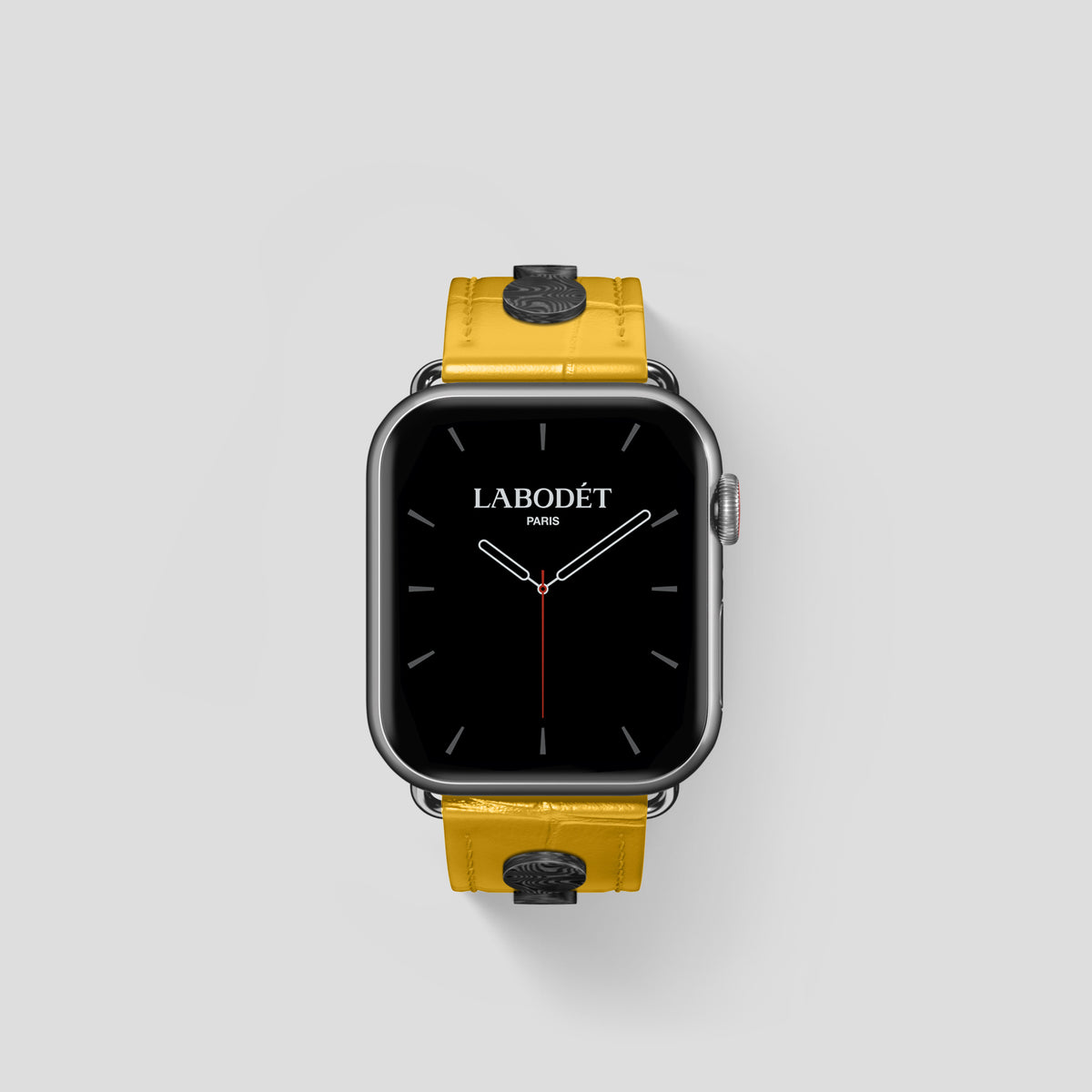 Yellow Classic Strap For Apple Watch 42mm In Alligator with Steel Metal -2 | Yellow-Steel