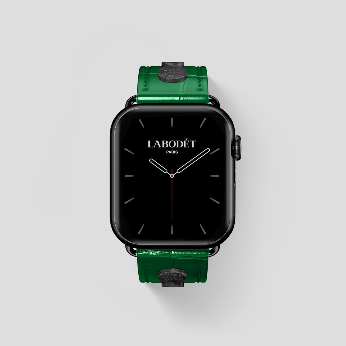 Forest-Green Classic Strap For Apple Watch 46mm In Alligator with Black Metal -2 | Forest-Green-Black