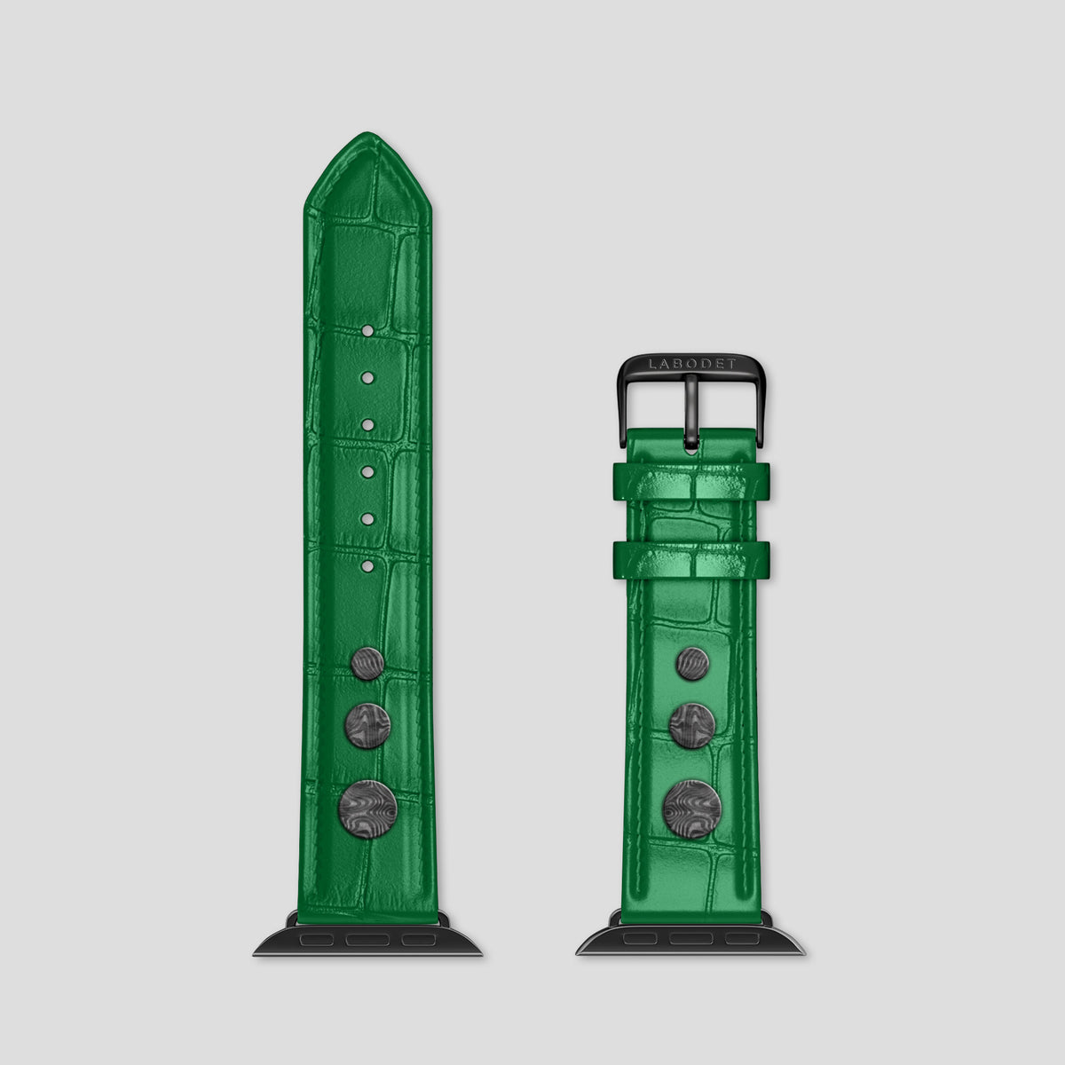 Forest-Green Classic Strap For Apple Watch 46mm In Alligator with Black Metal -5 | Forest-Green-Black