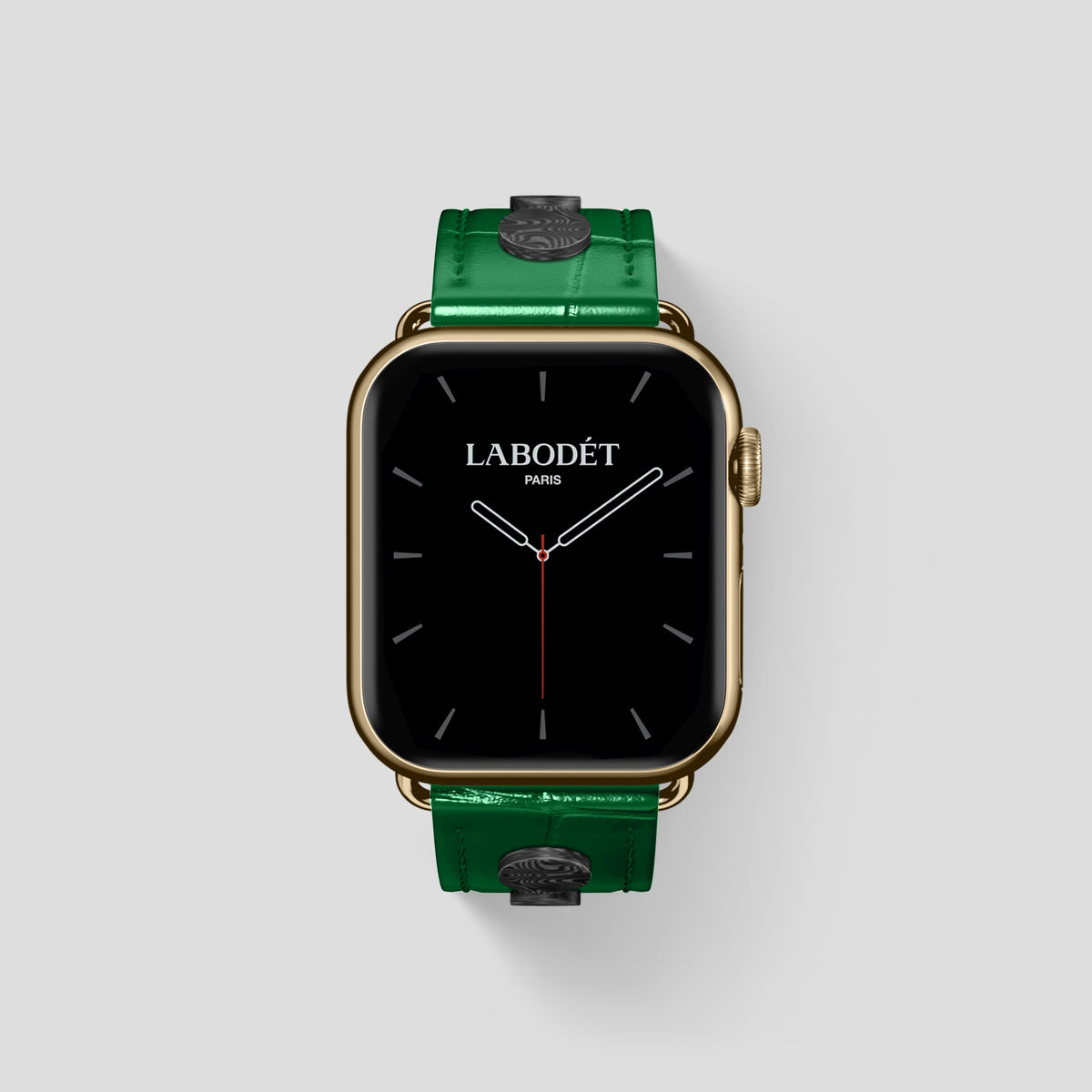 Forest-Green Classic Strap For Apple Watch 46mm In Alligator with Gold Metal -2 | Forest-Green-Gold