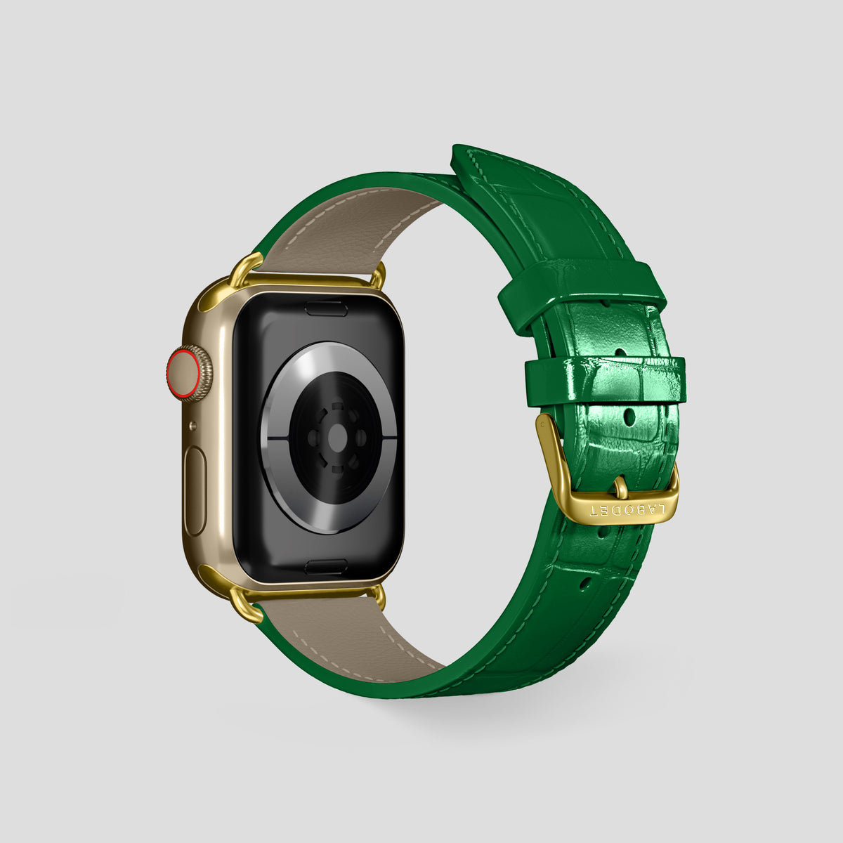 Forest-Green Classic Strap For Apple Watch 46mm In Alligator with Gold Metal -3 | Forest-Green-Gold
