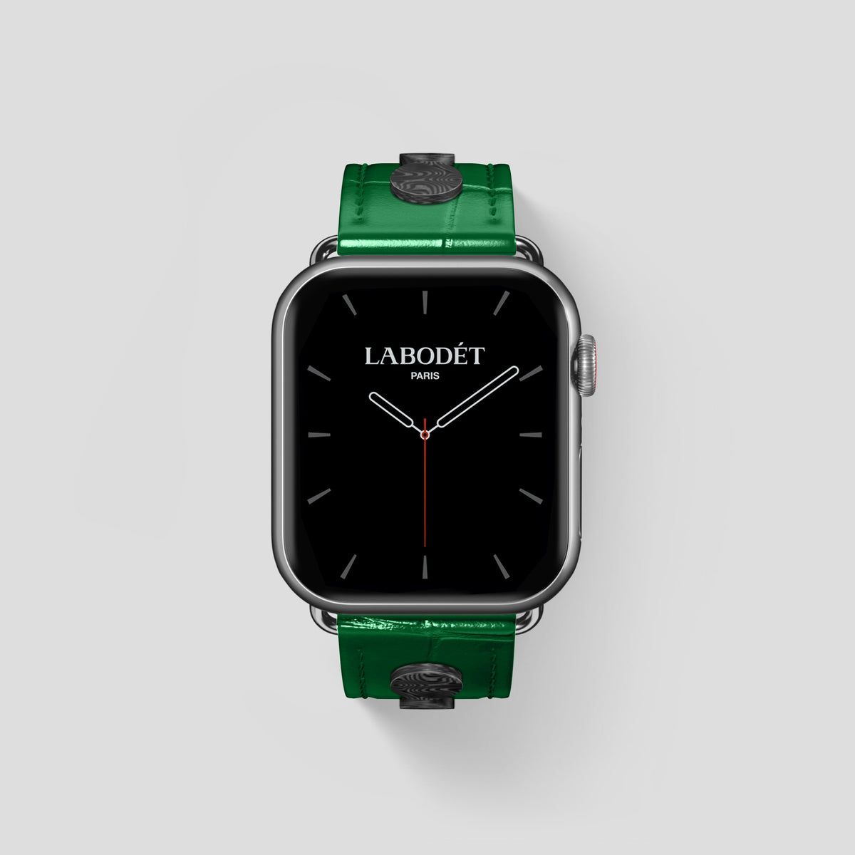 Forest-Green Classic Strap For Apple Watch 46mm In Alligator with Steel Metal -2 | Forest-Green-Steel