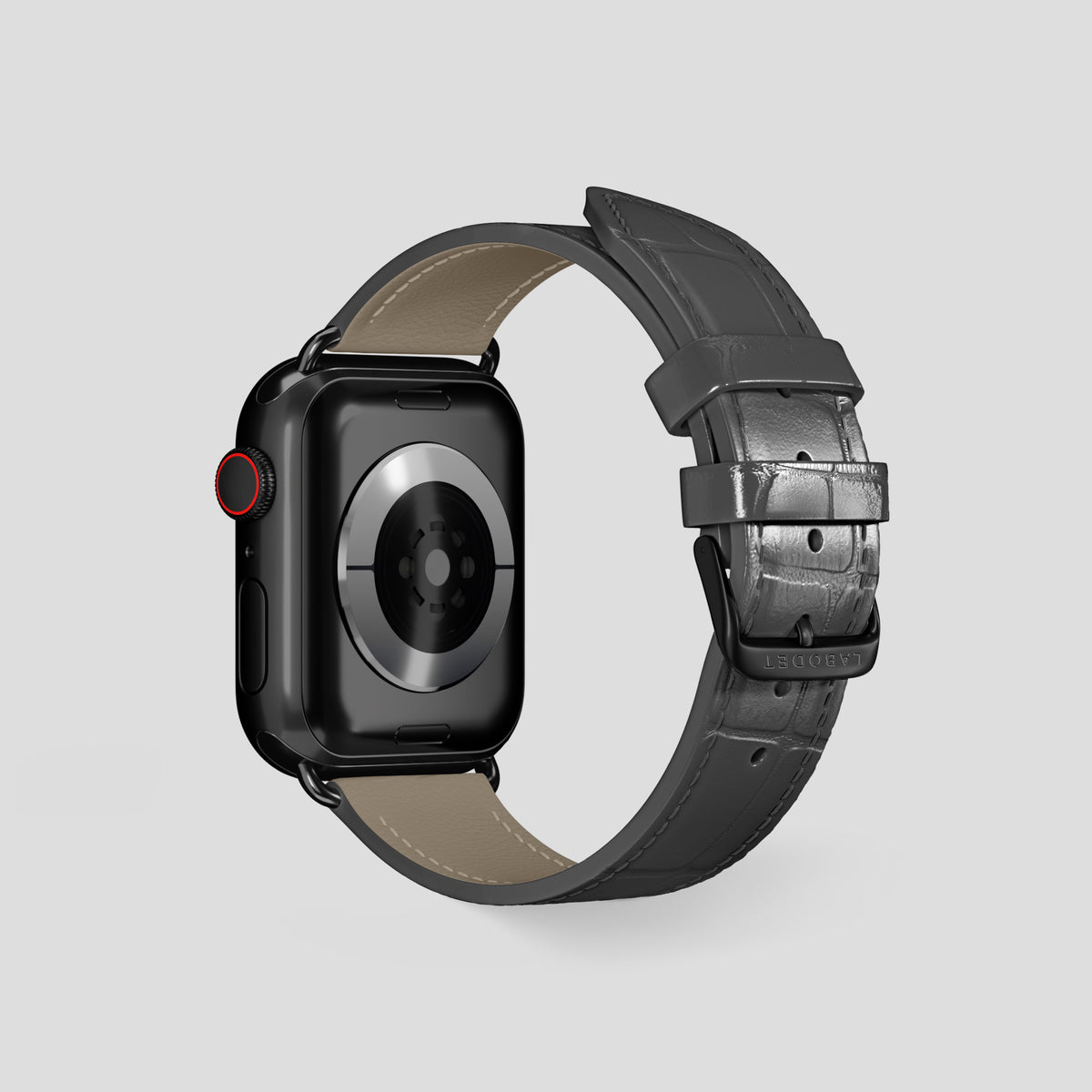 Grey Classic Strap For Apple Watch 46mm In Alligator with Black Metal -3 | Grey-Black