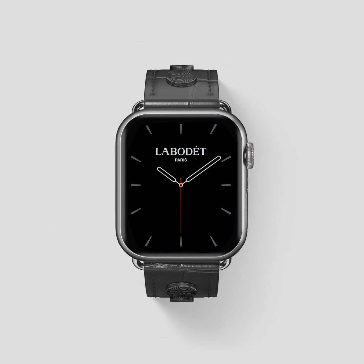 Grey Classic Strap For Apple Watch 46mm In Alligator with Steel Metal -2 | Grey-Steel