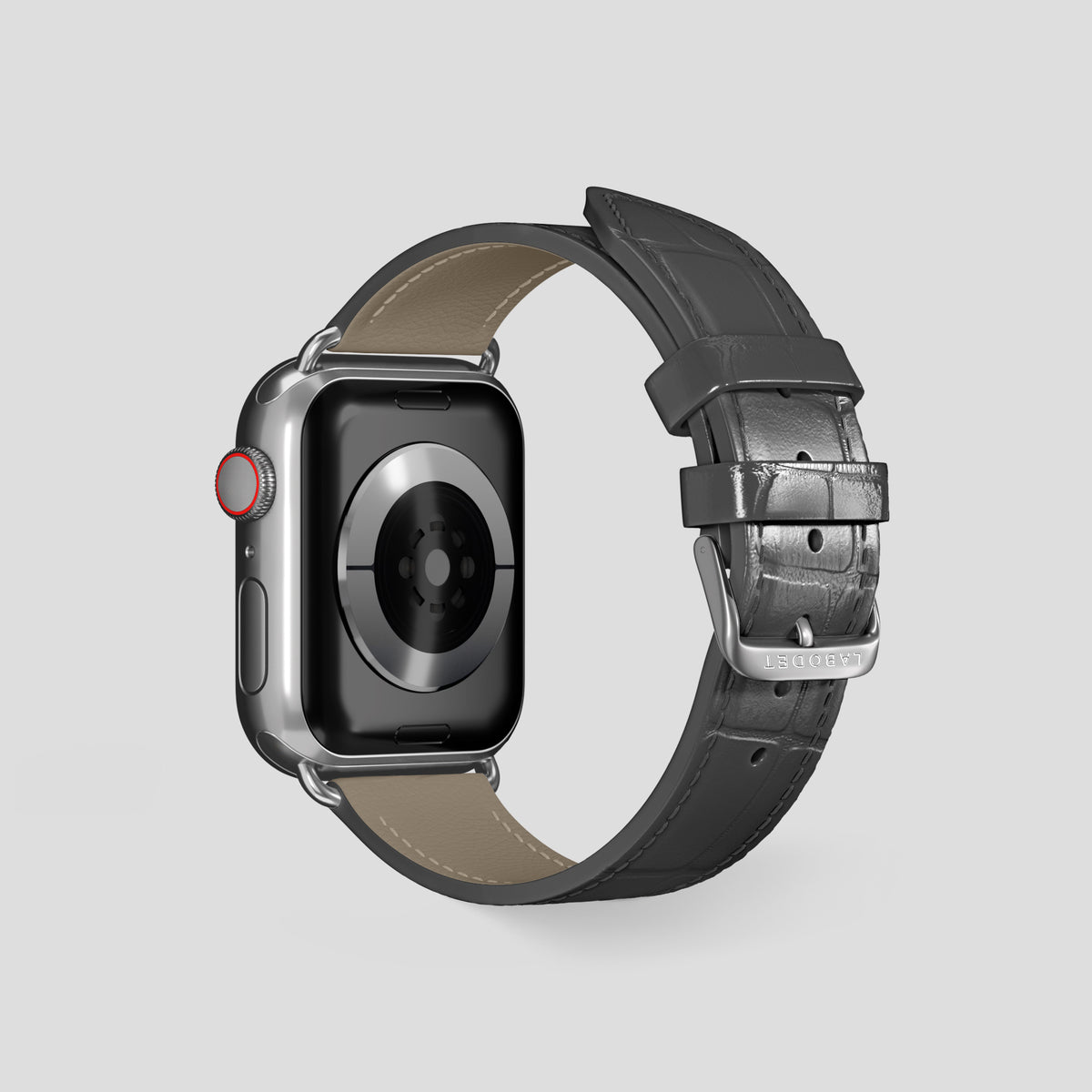 Grey Classic Strap For Apple Watch 46mm In Alligator with Steel Metal -3 | Grey-Steel