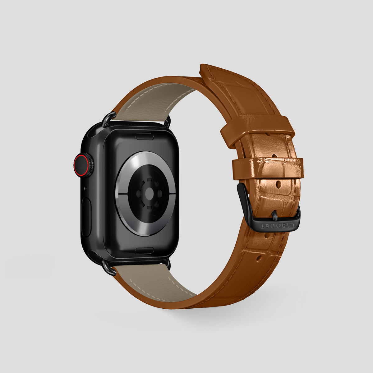 Honey Classic Strap For Apple Watch 46mm In Alligator with Black Metal -3 | Honey-Black