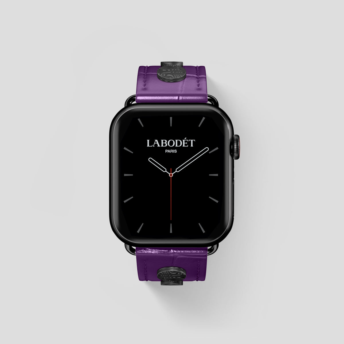 Purple Classic Strap For Apple Watch 46mm In Alligator with Black Metal -2 | Purple-Black