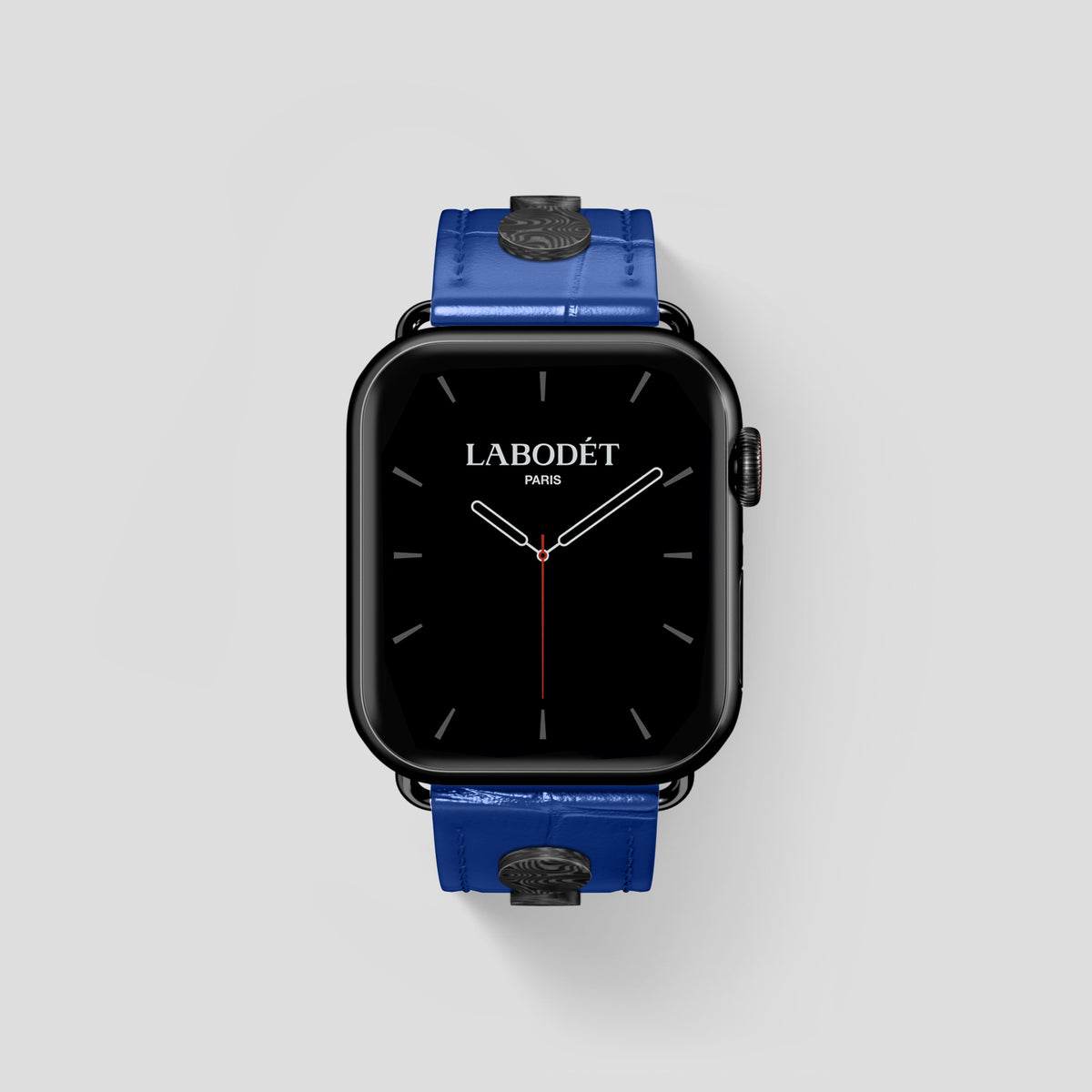 Royal Blue Classic Strap For Apple Watch 46mm In Alligator with Black Metal -2 | Royal-Blue-Black