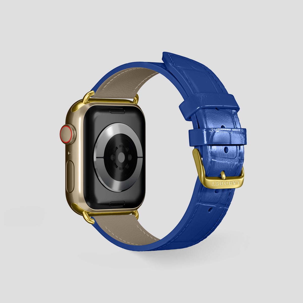 Royal Blue Classic Strap For Apple Watch 46mm In Alligator with Gold Metal -3 | Royal-Blue-Gold