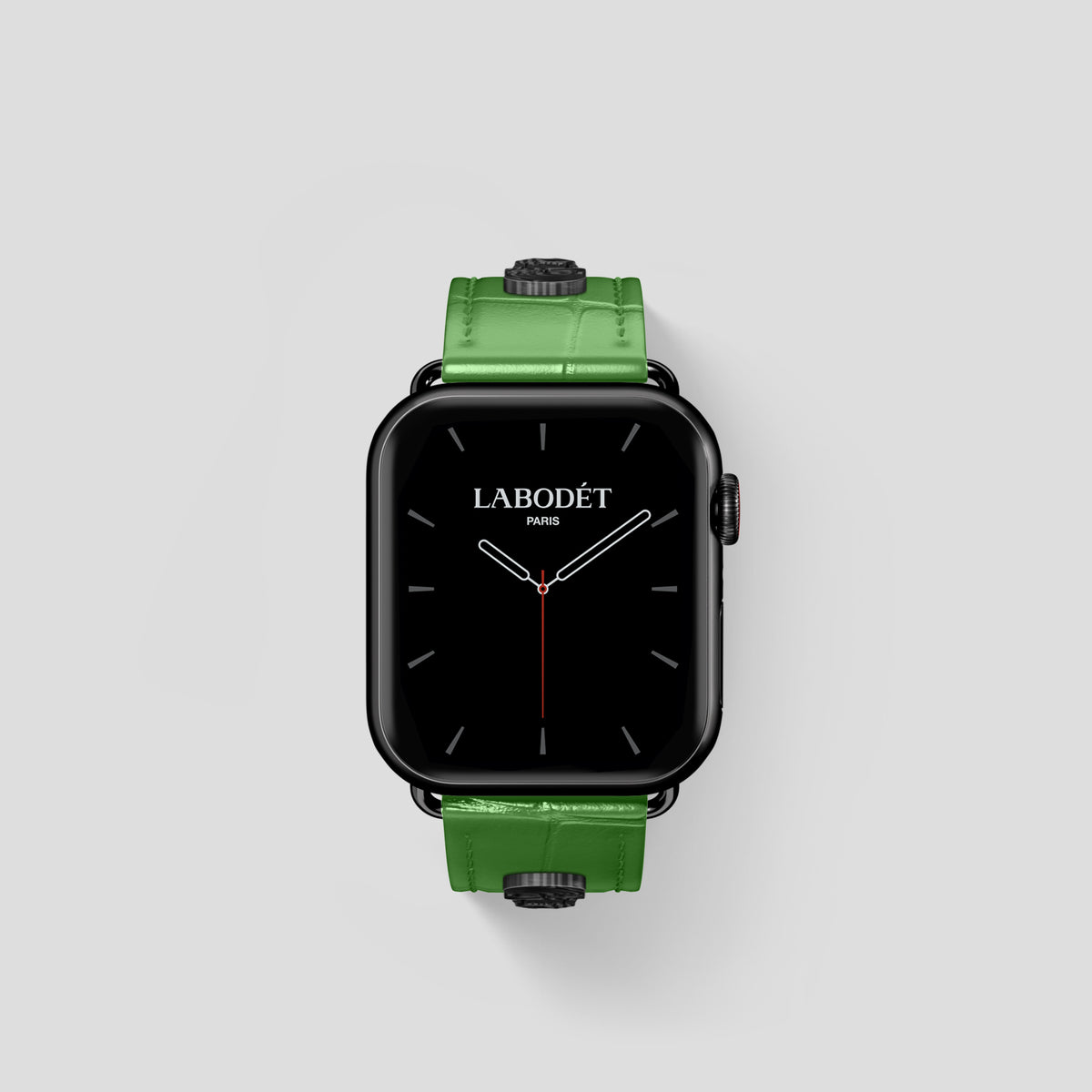 Apple-Green Classic Strap For Apple Watch 42mm In Alligator with Black Metal -2 | Apple-Green-Black