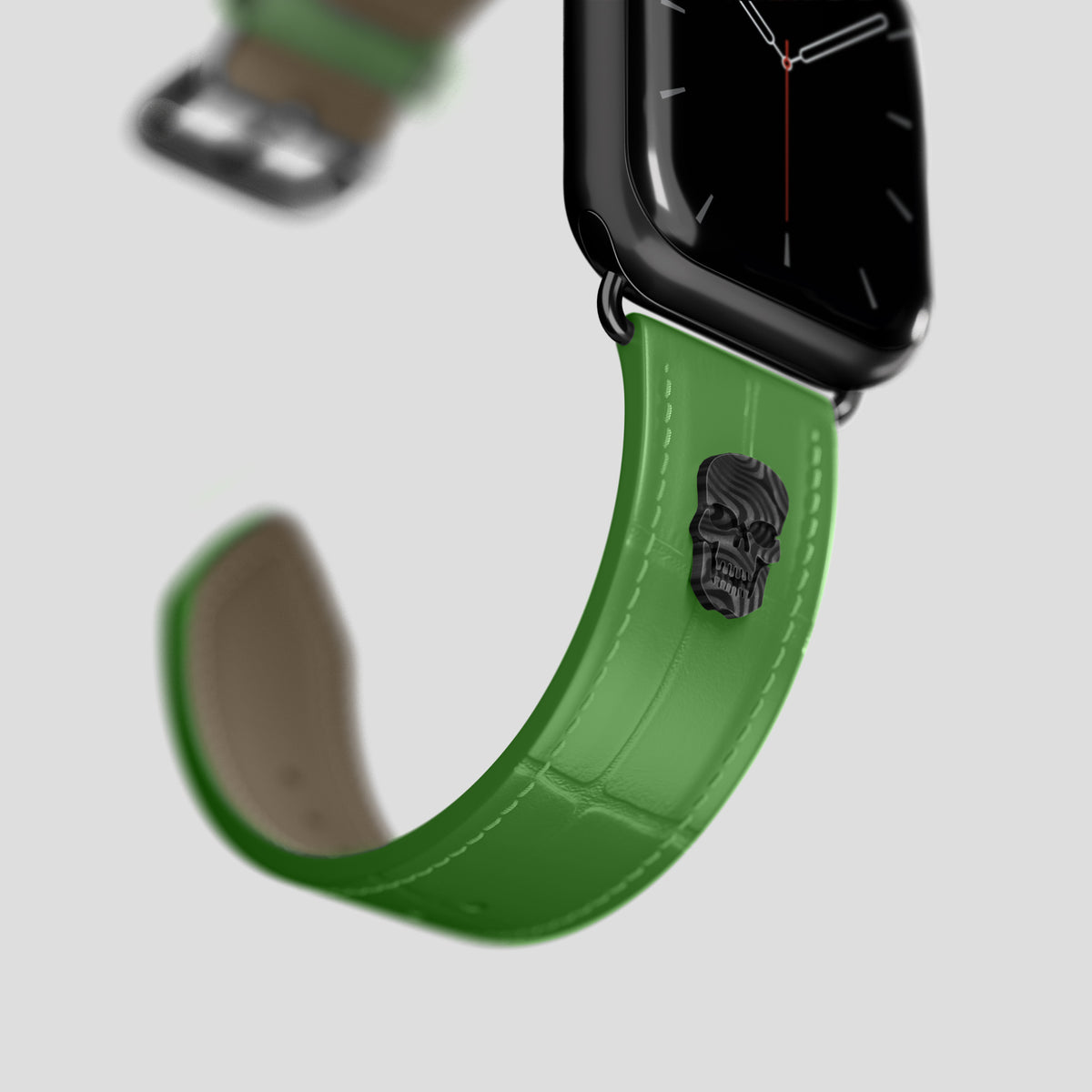 Apple-Green Classic Strap For Apple Watch 42mm In Alligator with Black Metal -4 | Apple-Green-Black