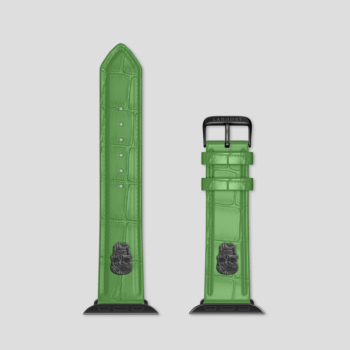 Apple-Green Classic Strap For Apple Watch 42mm In Alligator with Black Metal -5 | Apple-Green-Black