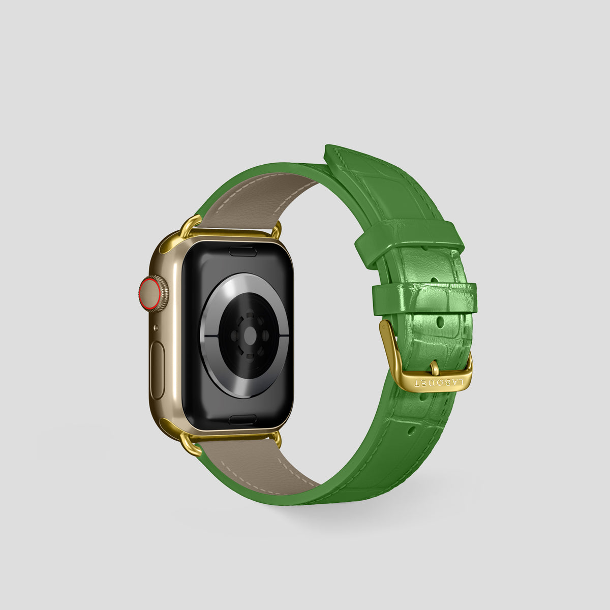 Apple-Green Classic Strap For Apple Watch 42mm In Alligator with Gold Metal -3 | Apple-Green-Gold