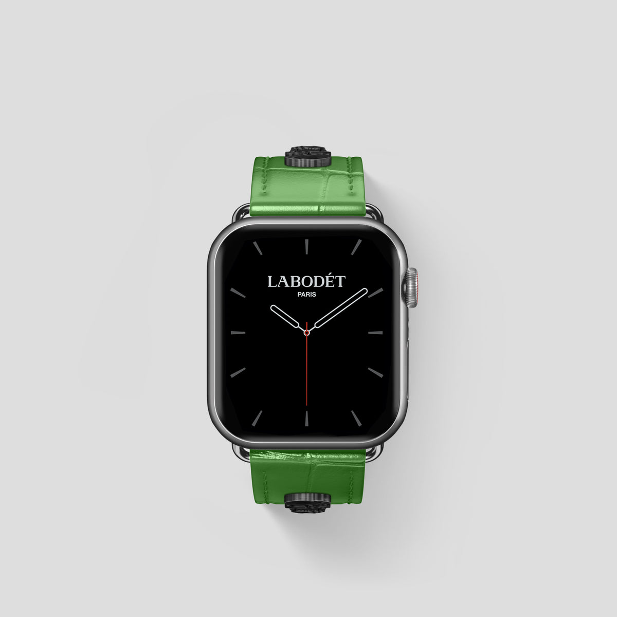 Apple-Green Classic Strap For Apple Watch 42mm In Alligator with Steel Metal -2 | Apple-Green-Steel