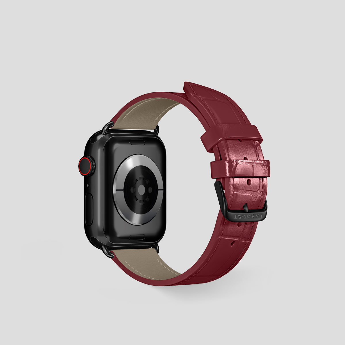 Burgundy Classic Strap For Apple Watch 42mm In Alligator with Black Metal -3 | Burgundy-Black