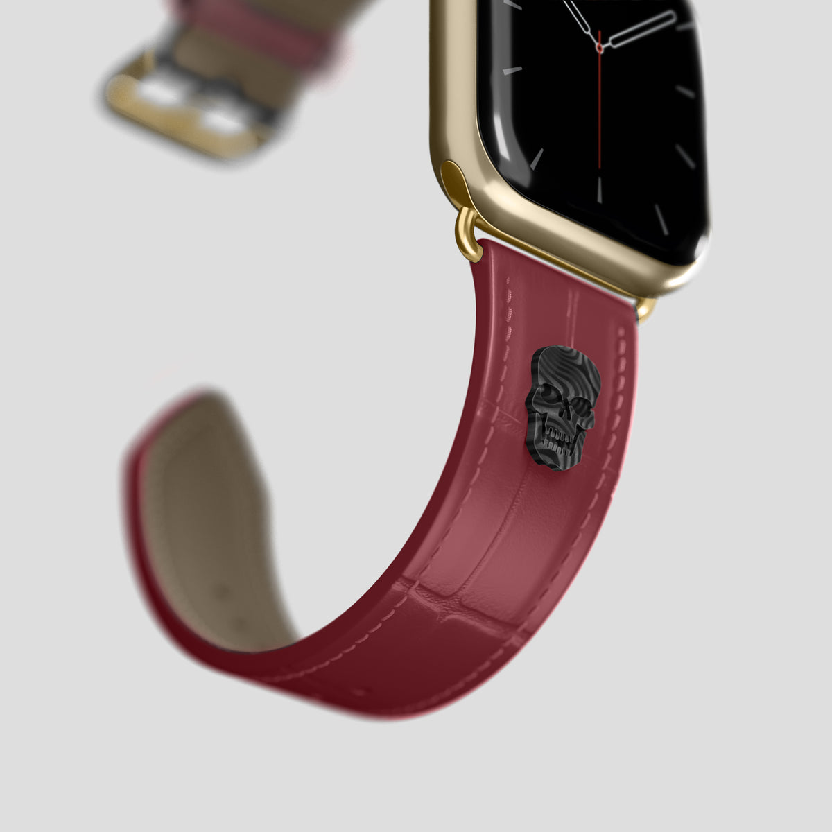 Burgundy Classic Strap For Apple Watch 42mm In Alligator with Gold Metal -4 | Burgundy-Gold