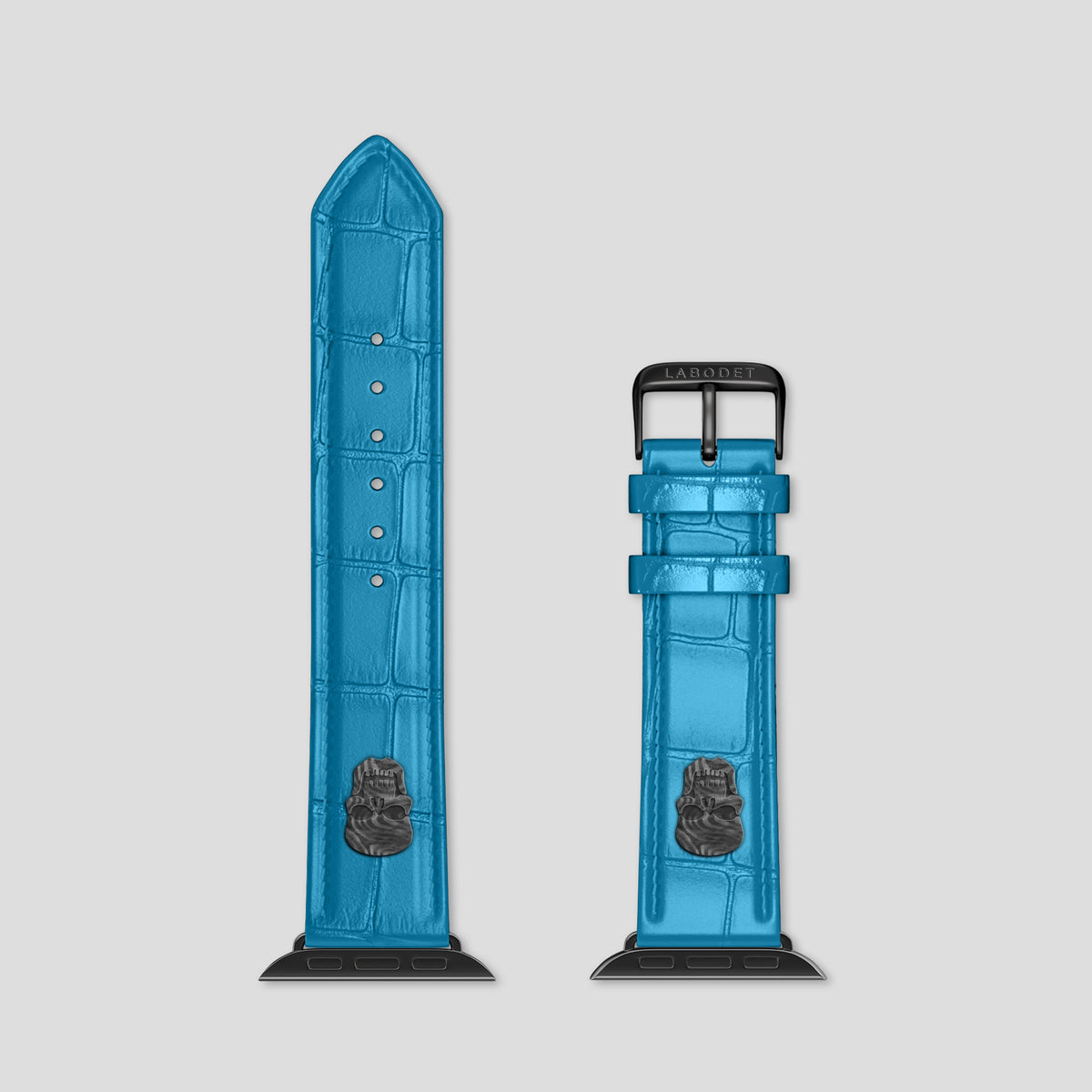 Curaçao-Blue Classic Strap For Apple Watch 42mm In Alligator with Black Metal -5 | Curaçao-Blue-Black
