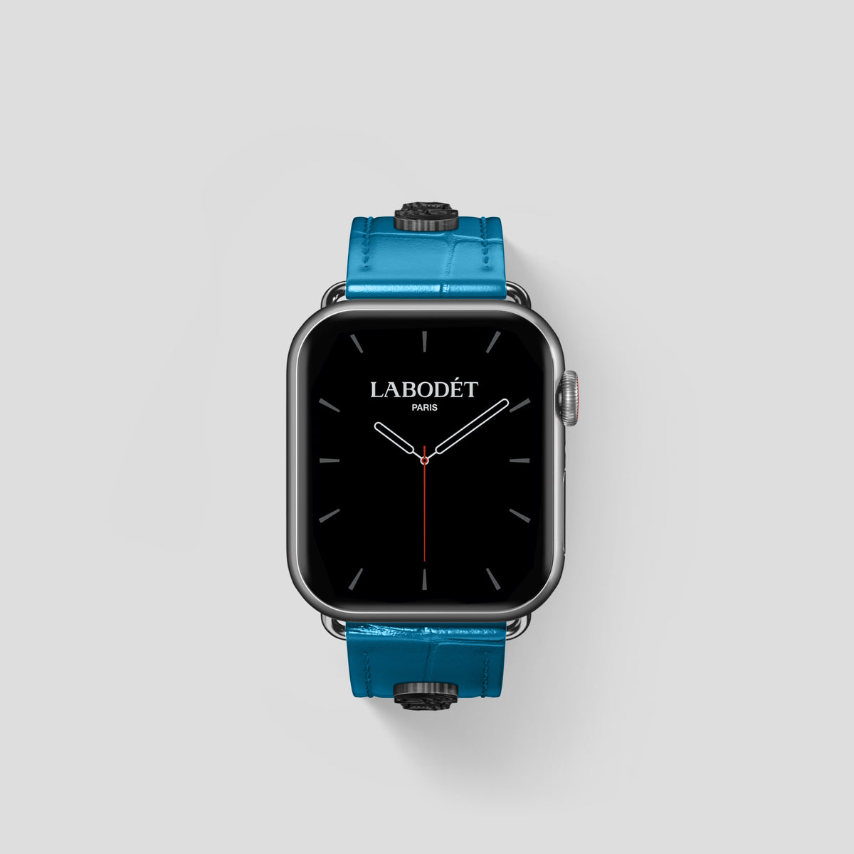 Curaçao-Blue Classic Strap For Apple Watch 42mm In Alligator with Steel Metal -2 | Curaçao-Blue-Steel