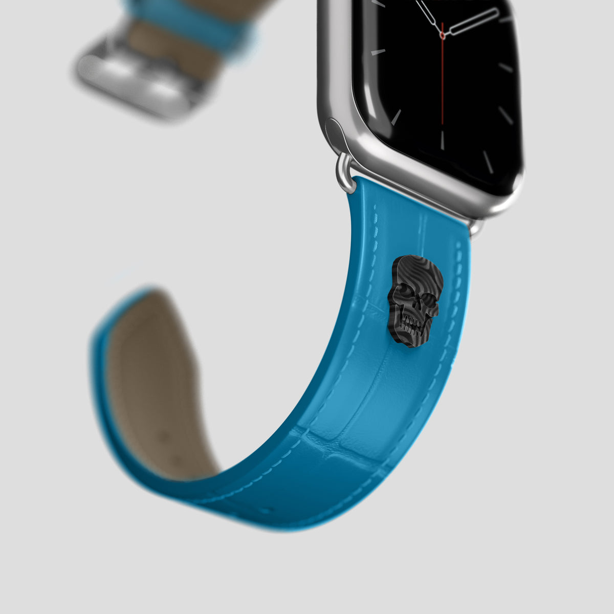 Curaçao-Blue Classic Strap For Apple Watch 42mm In Alligator with Steel Metal -4 | Curaçao-Blue-Steel