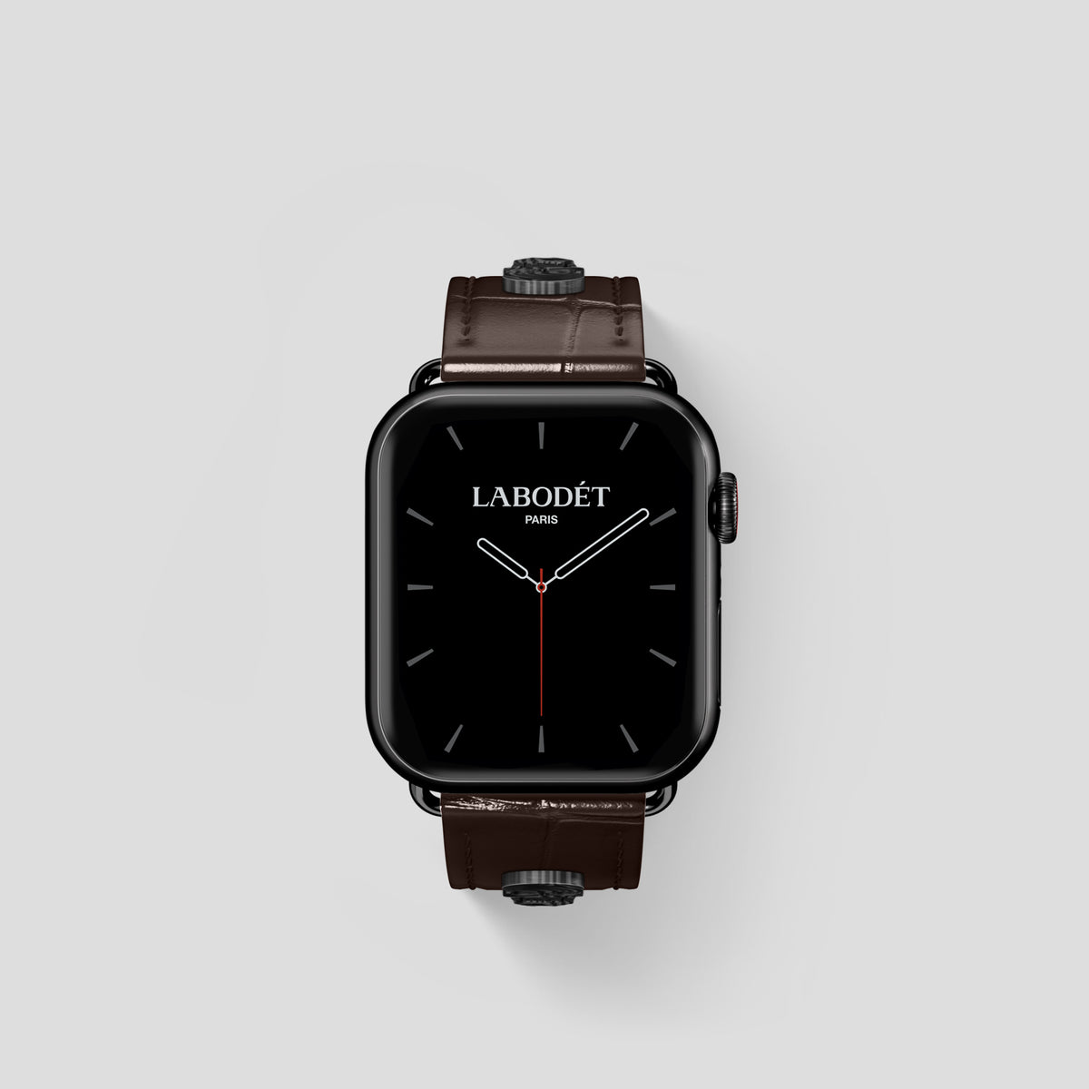 Dark-Brown Classic Strap For Apple Watch 42mm In Alligator with Black Metal -2 | Dark-Brown-Black