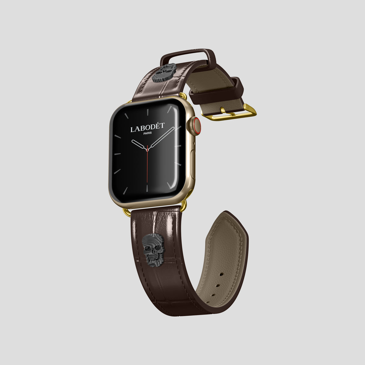 Dark-Brown Classic Strap For Apple Watch 42mm In Alligator with Gold Metal -1 | Dark-Brown-Gold