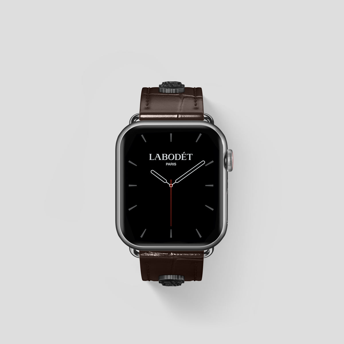 Dark-Brown Classic Strap For Apple Watch 42mm In Alligator with Steel Metal -2 | Dark-Brown-Steel