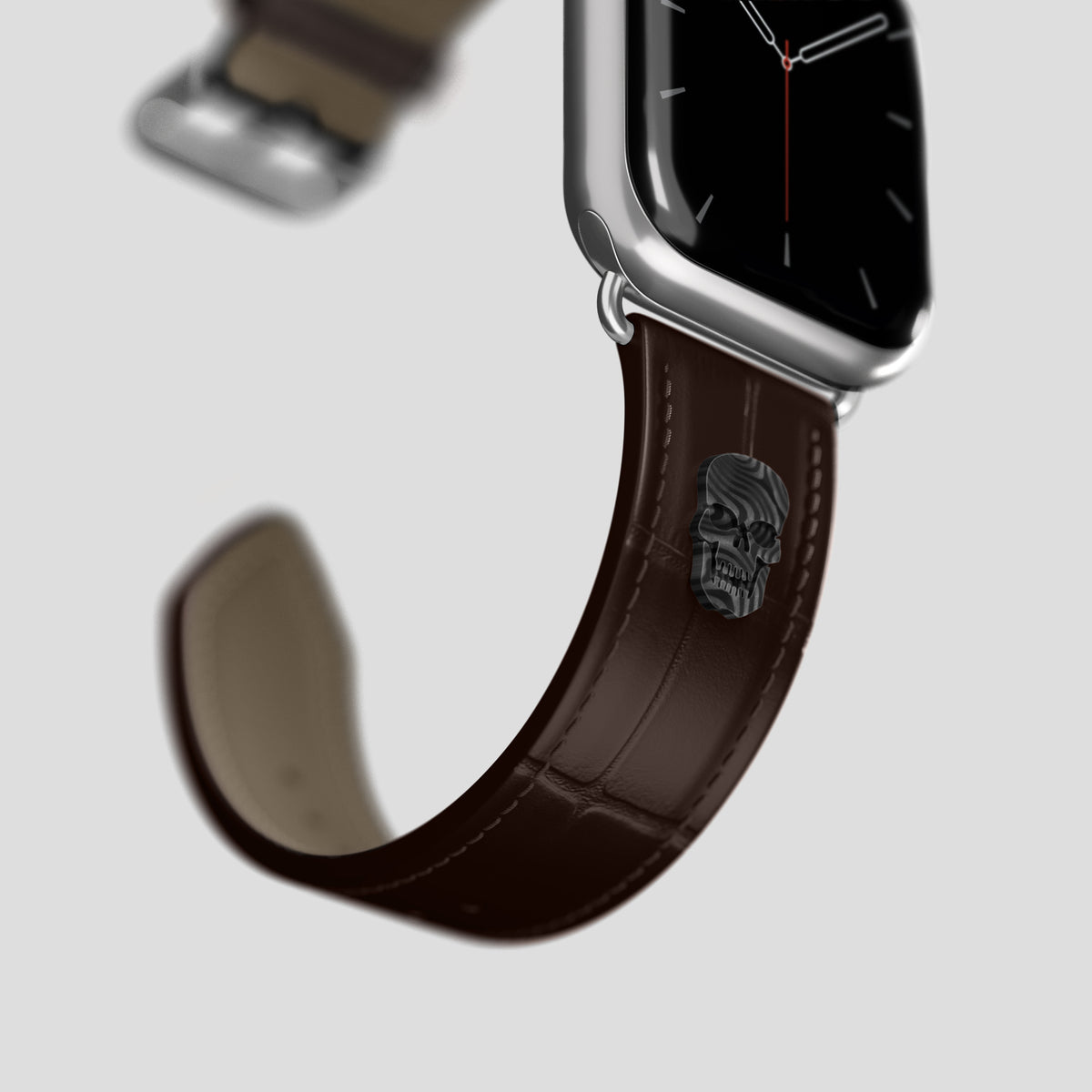 Dark-Brown Classic Strap For Apple Watch 42mm In Alligator with Steel Metal -4 | Dark-Brown-Steel